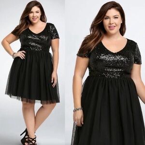 TORRID | New Black Sequin and Tulle Party Dress Size 14